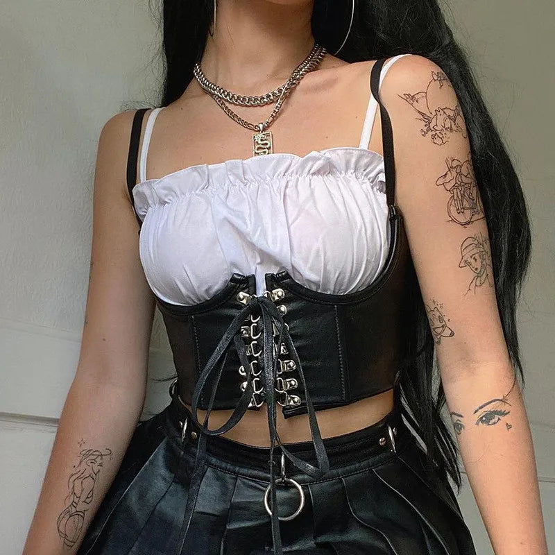 Gothic Faux-Leather Underbust Corset