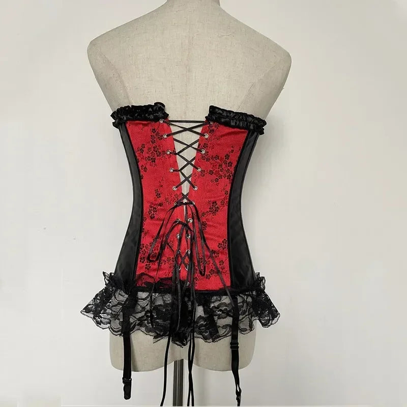 Lace Garter Corset Set (Plus Size)