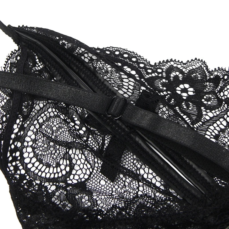 Faux Leather Lace Bodysuit