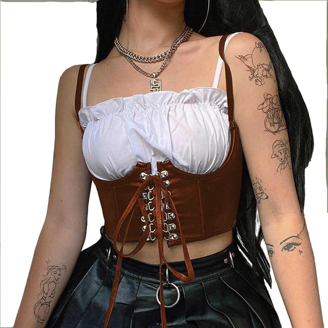 Gothic Faux-Leather Underbust Corset