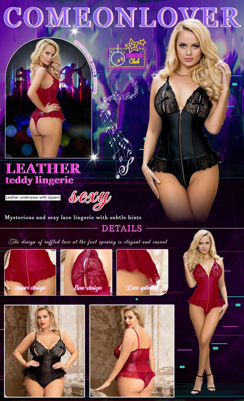 Faux Leather Lace Bodysuit