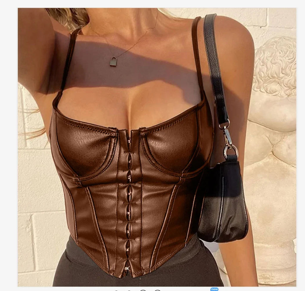 Gothic Faux-Leather Underbust Corset