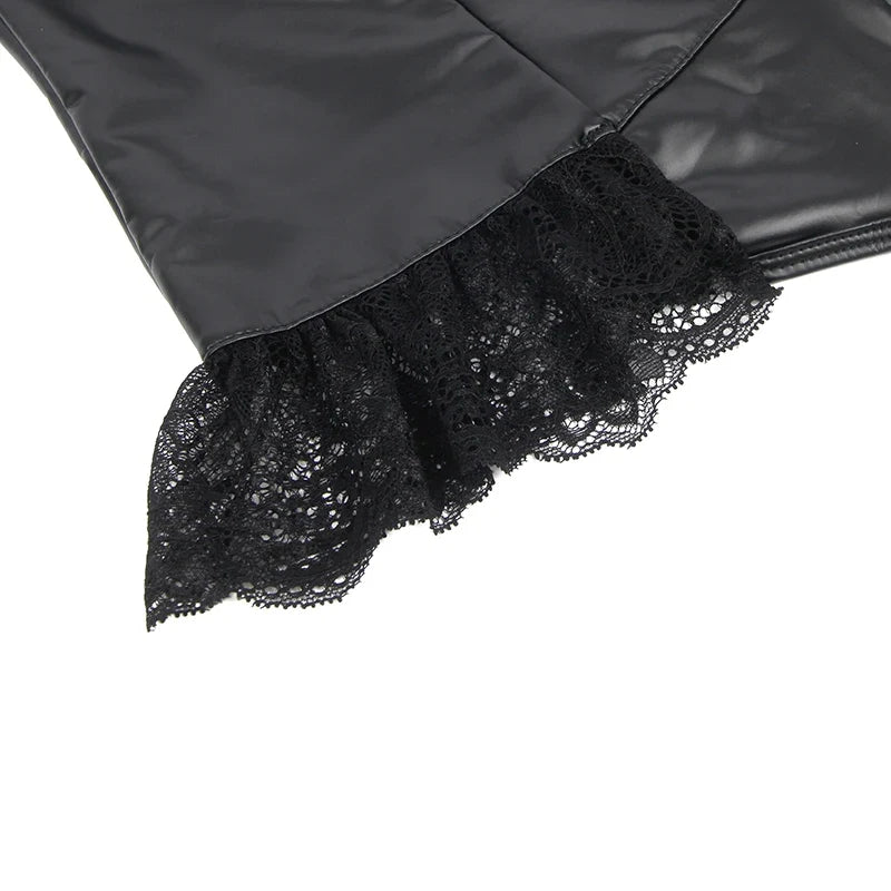 Faux Leather Lace Bodysuit