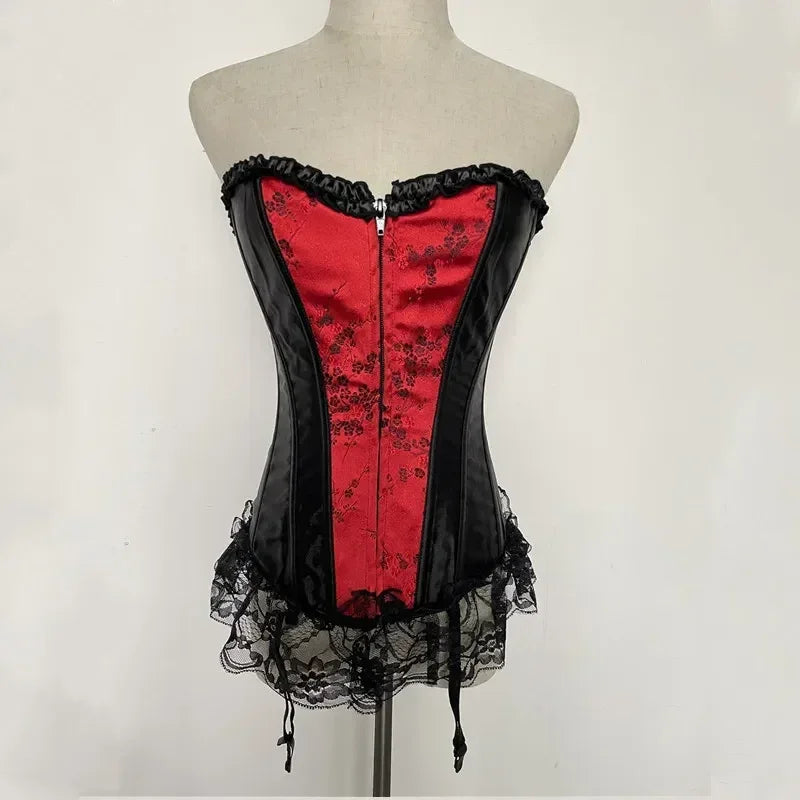 Lace Garter Corset Set (Plus Size)