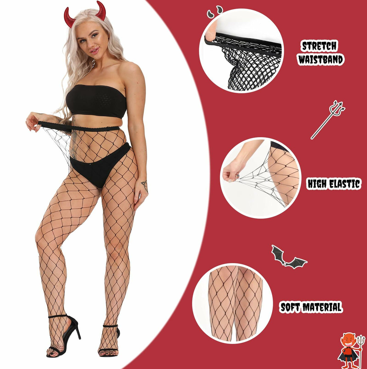 Devil Horns & Fishnet Set