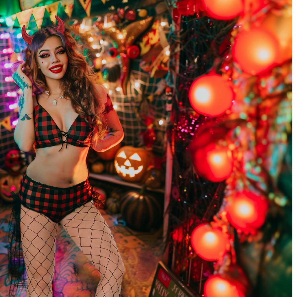 Devil Horns & Fishnet Set